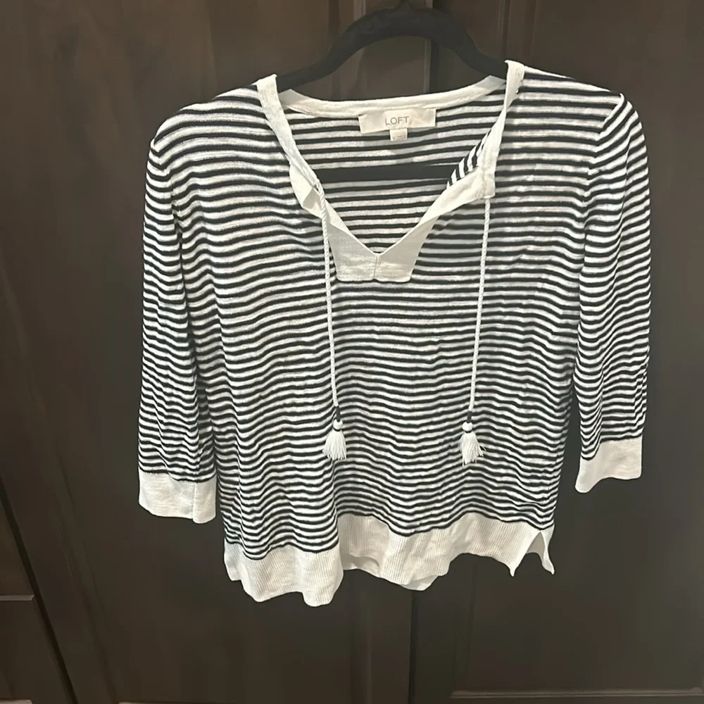 Lot of three loft Sweater size m elephant sweater size L blue cardigan size L - Picture 7 of 9